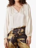 Traffic People Moonstruck Billow Silk Blend Top, Cream