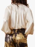 Traffic People Moonstruck Billow Silk Blend Top, Cream