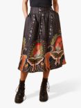 Traffic People Maude Print Midi Skirt, Black