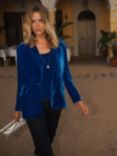 NRBY May Velvet Silk Blend Blazer, Lapis Blue