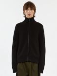 THE KOOPLES Cotton Zip Neck Cardigan, Black