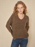 MOS MOSH Thora V-Neck Wool Blend Jumper, Rain Drum