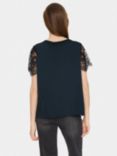 Saint Tropez Zylvie Lace Short Sleeve Blouse, Black