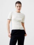 French Connection Mozza Short Sleeve Jumper, Cream/Black