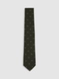 Reiss Parma Geometric Silk Blend Tie, Forest Green