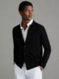 Reiss Forbes Long Sleeve Button Through Cardigan, Camel, Black