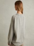 Reiss Elena Wool Cashmere Blend Crew Jumper, Grey Marl