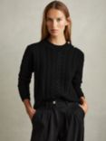 Reiss Libby Wool Cashmere Blend Cable Knit Jumper