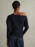 Reiss Lorna Ribbed Cold Shoulder Jumper, Navy