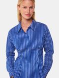 Whistles Stripe Waisted Shirt, Blue/White