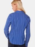 Whistles Stripe Waisted Shirt, Blue/White