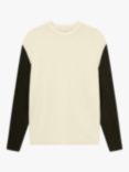 forét Relaxed Rib Knit Jumper, Cloud/Dark Moss