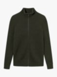 forét Marsh Rib Knit High Neck Zip Jumper, Dark Moss