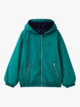 Benetton Kids' Fleece Lined Hooded Jacket, Forest Green