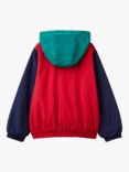 Benetton Kids' Colour Block Fleece Lined Hooded Jacket, Multi