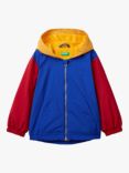 Benetton Kids' Colour Block Fleece Lined Hooded Jacket, Multi