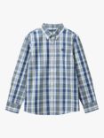 Benetton Kids' Check Cotton Poplin Long Sleeve Shirt, Blue/Multi