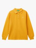 Benetton Kids' Cotton Long Sleeve Polo Shirt, Ochre