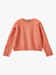 Benetton Kids' Sequin Cropped Jumper, Peach