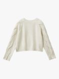 Benetton Kids' Sequin Cropped Jumper, Cream