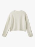 Benetton Kids' Sequin Cropped Jumper, Cream