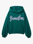 Benetton Kids' Logo Hoodie, Forest Green