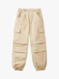 Benetton Kids' Stretch Twill Parachute Trousers, Sand