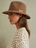 Reiss Holly Wool Fedora Hat, Camel