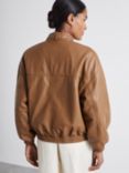 Reiss Dru Leather Stand Collar Bomber Jacket