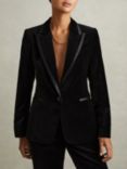 Reiss Parisa Velvet Blazer, Black