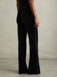 Reiss Petite Parisa Velvet Flared Trousers, Black