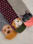 White Stuff Animal Faces Striped Socks, Pack of 3, Multi