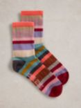 White Stuff Ribbed Striped Ankle Socks, Multi