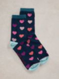 White Stuff  Heart Striped Socks, Teal/Multi