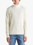 Benetton Knitted Wool Blend Turtleneck Jumper, Cream