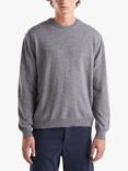 Benetton Pure Merino Wool Crew Neck Jumper, Dark Melange Grey