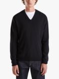 Benetton Pure Merino Wool V-Neck Jumper, Black