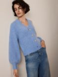 Mint Velvet Balloon Sleeve Wool Blend Cardigan, Blue