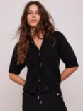 Mint Velvet Wool Blend Short Sleeve Cardigan, Black