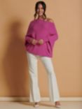 Jolie Moi Asymmetric Draped Jumper, Hot Pink