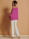 Jolie Moi Asymmetric Draped Jumper, Hot Pink