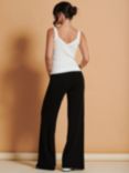 Jolie Moi Soft Knit Wide Leg Trousers, Black