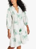 Accessorize Palm Embroidered Beach Dress, Ivory/Green