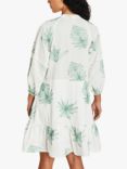 Accessorize Palm Embroidered Beach Dress, Ivory/Green