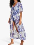 Accessorize Palm Maxi Kaftan, Blue/White