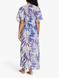 Accessorize Palm Maxi Kaftan, Blue/White