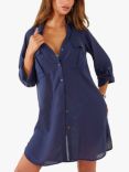 Accessorize Linen Blend Beach Shirt, Navy