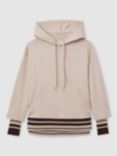 Reiss Alexi Stripe Cuff Hoodie, Stone