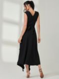 Jolie Moi Wrap Front Frill Maxi Dress, Black