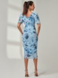 Jolie Moi Floral Angel Sleeve Mesh Midi Dress, Blue